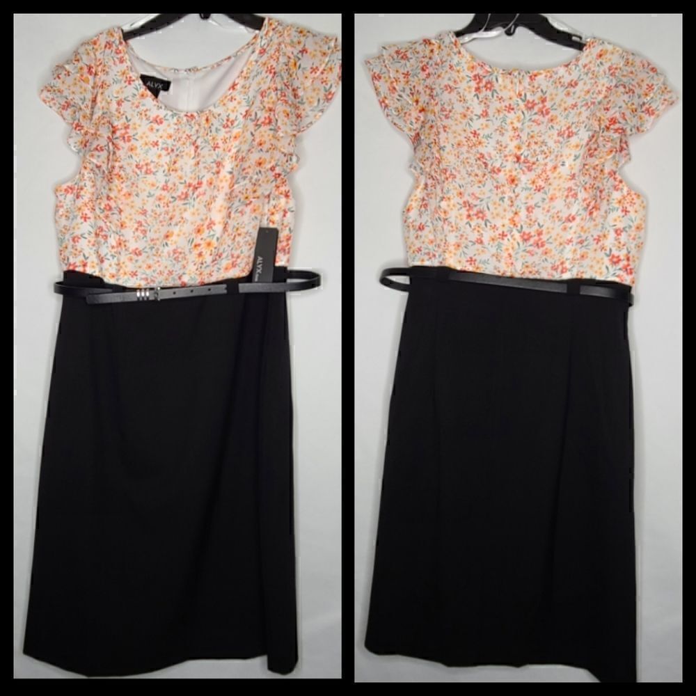 10 Alyx Belted Dress Orange Flutter Sleeve Formal